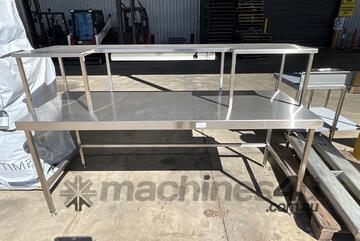 1 x Stainless steel bench with shelf and light - 800 x 2100 x 900[H]