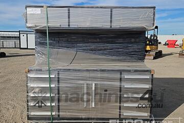 Unused 2.1m Work Bench/Tool Cabinet, 10 Drawers, 2 Doors