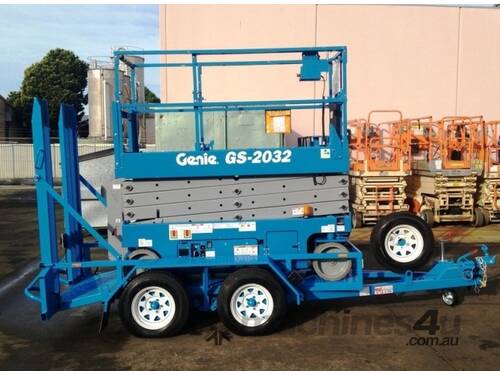 caption Genie GS2032 Electric Scissor Lift and Trailer