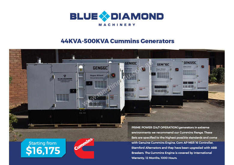 caption Generator 44-500kVA Diesel - Cummins - Prime Power