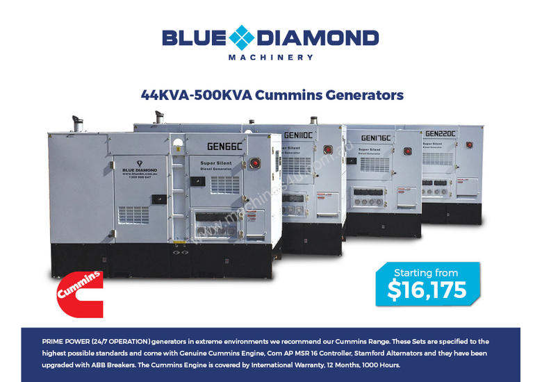 caption Generator 44-500kVA Diesel - Cummins - Prime Power