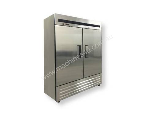 F.E.D. FED1400SC4B Double Door Stainless Steel Upright Fridge with Bottom Units