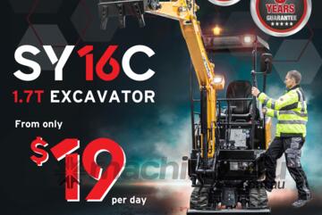 SY16C 1.7T Excavator | PACKAGE FROM ONLY $19 PER DAY