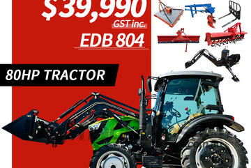 EBU Tractor 80hp inc 6 FREE attachments!