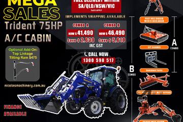 TRIDENT MEGA SALES 75HP 4WD A/C CABIN TRACTOR WITH 4IN1 BUCKET COMBO DEAL 3 YEARS WARRANTY