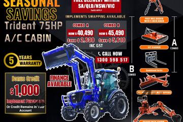 TRIDENT Seasonal Savings 75HP 4WD A/C CABIN TRACTOR WITH 4IN1 BUCKET COMBO DEAL 5 YEARS WARRANTY