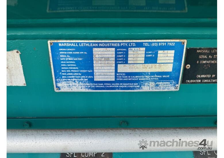 caption Trailer Fuel Tanker Marshall Lethlean 2009 Tri Airbags 45380L SN1636