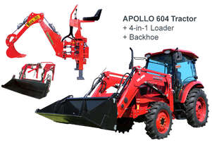 APOLLO 60hp AC Cab 4WD Diesel Tractor + FEL + Backhoe