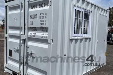 12FT STORAGE CONTAINER, SIDE DOOR & WINDOW.