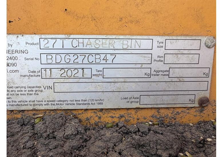 2021 Badengi Grain Hog 27T Chaser Bin 