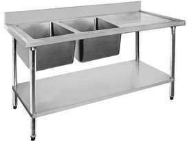 F.E.D. 1500-7-DSBL Economic 304 Grade SS Left Double Sink Bench 1500x700x900 with 400 and 500x400x25 - picture1' - Click to enlarge