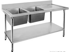 F.E.D. 1500-7-DSBL Economic 304 Grade SS Left Double Sink Bench 1500x700x900 with 400 and 500x400x25 - picture0' - Click to enlarge