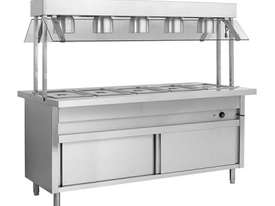 F.E.D. BSL5H Heated 5 Pan Servery Bain Marie w/Top Lamp Warmers & Storage Cabinet - picture0' - Click to enlarge