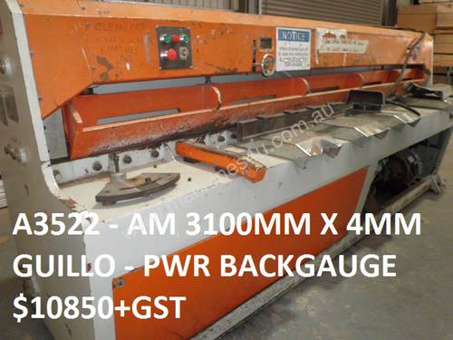 Just In - 3100mm x 4mm Hydraulic Guillo with Power Backgauge