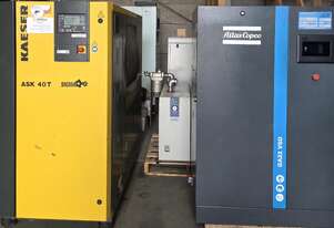 Kaeser SM16 12hp. Atlas Copco GA22VSD. ECO 10hp. Kaeser/ Champion 30hp. CompAir 25hp. Atlas GA55