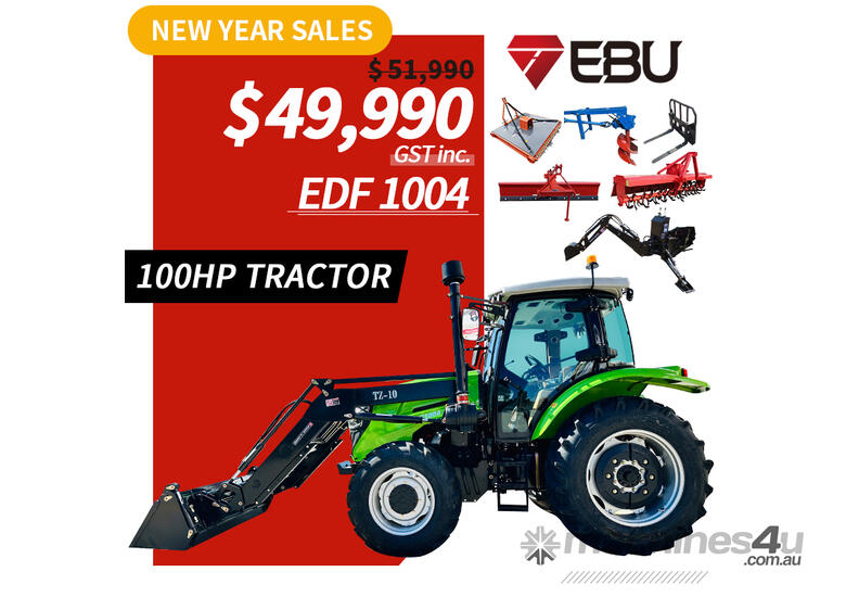 caption Tractor - 100HP Durable and Efficient with Free Attachments for Earthmoving, Tilling, and Mowing