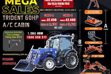 TRIDENT MEGA SALES 60HP 4WD A/C CABIN TRACTOR WITH 4IN1 BUCKET COMBO DEAL 3 YEARS WARRANTY