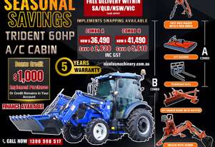 TRIDENT Seasonal Savings 60HP 4WD A/C CABIN TRACTOR WITH 4IN1 BUCKET COMBO DEAL 5 YEARS WARRANTY