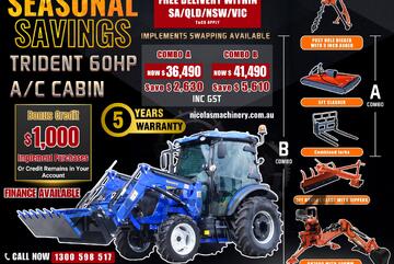 TRIDENT Seasonal Savings 60HP 4WD A/C CABIN TRACTOR WITH 4IN1 BUCKET COMBO DEAL 5 YEARS WARRANTY
