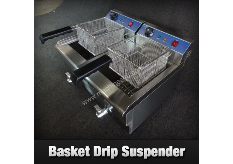 New fischer TWIN COMMERCIAL DEEP FRYER ELECTRIC 20L W TAPS Double