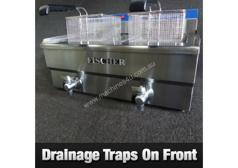 New fischer TWIN COMMERCIAL DEEP FRYER ELECTRIC 20L W TAPS Double