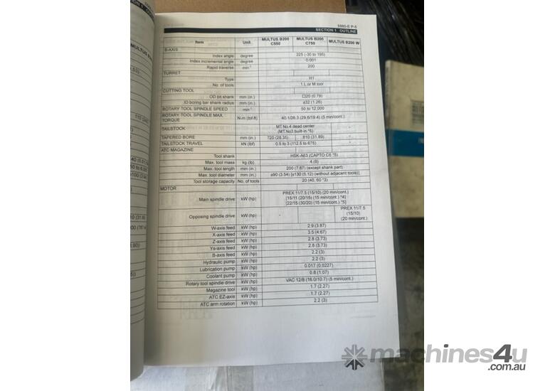 USED OKUMA MULTIS B 200 W machining centre 