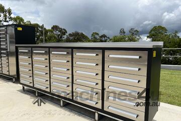 30 Drawer Stainless Steel Work Bench (Low)