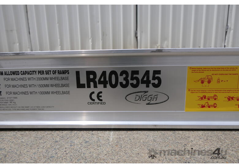 3.5m, 4000Kg, 450mm track width - Digga Ezi-Loada Aluminium Loading Ramp - WA STOCK