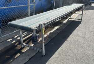 5m Motorised powered 635mm wide x 4950L rubber belt conveyor Tslot frame Estop