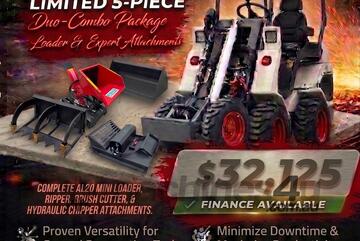   Ozziquip AL20 Mini Loader 4-in-1 with Ripper, Brush Cutter, Chipper 5-Piece Package