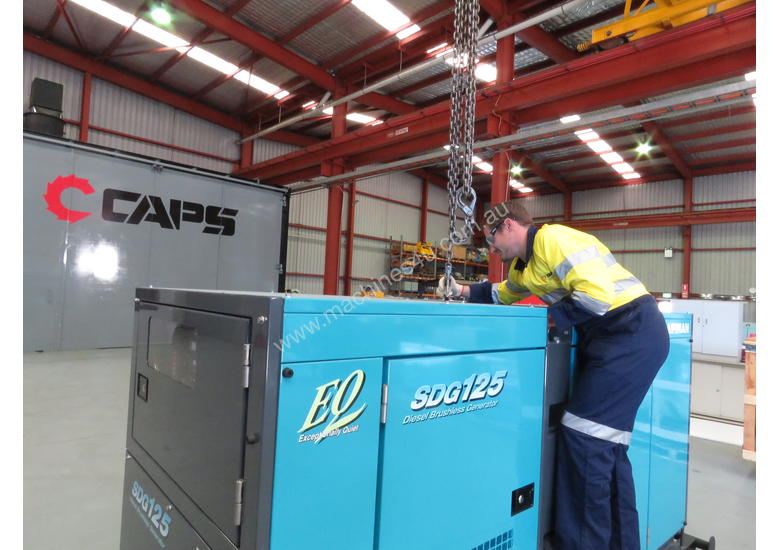 caption Airman SDG125S-3A6 100kVA Prime Power Diesel Generator with 250L Tank
