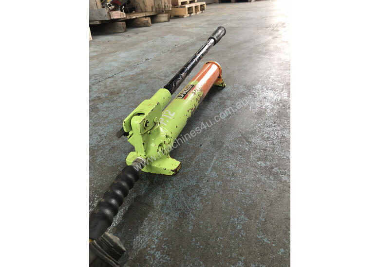 Used Larzep Larzep Hydraulic Porta Power Hand Pump c w Enerpac Hose