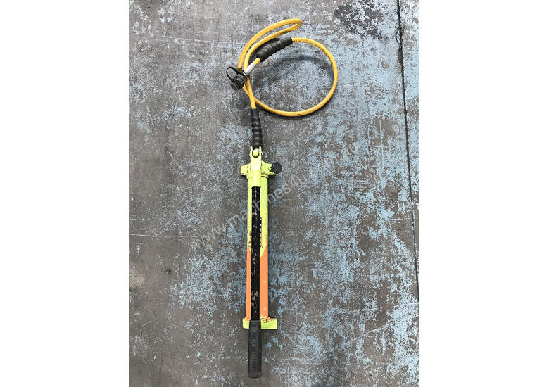 Used Larzep Larzep Hydraulic Porta Power Hand Pump c w Enerpac Hose
