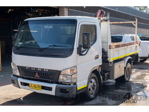 12/2007 Mitsubishi Canter Fuso 7/800 Tipper Truck with HIAB 2d White 3.9L Turbo Diesel