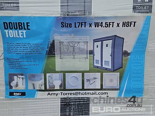 Unused Bastone Portable Double Toilet & Sinks 