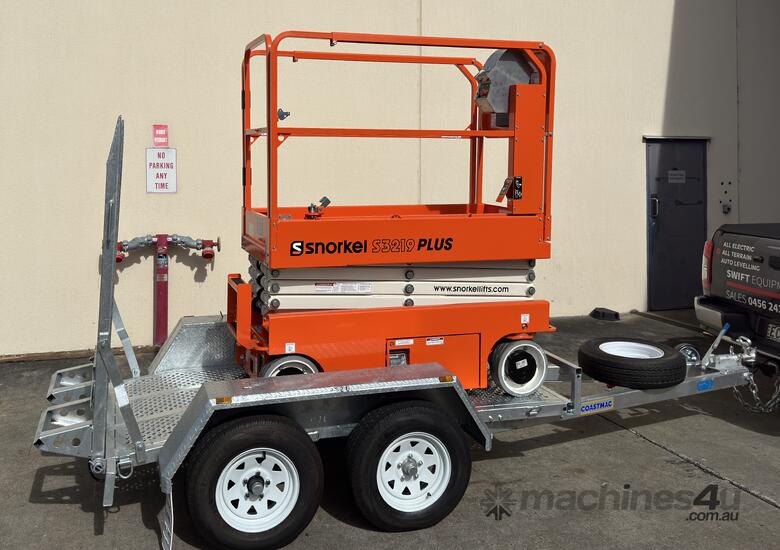 2025 New Snorkel 19ft Lithium Electric Scissor Lift Trailer image 2