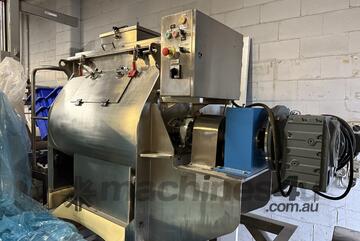 Blender ribbon, Paddle mixer with discharge hopper and platform