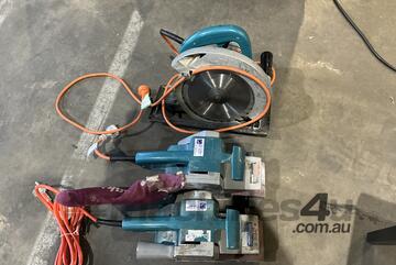 2 x Makita 76 x 610mm Belt sanders; 1 x Makita 235mm Circular Saw