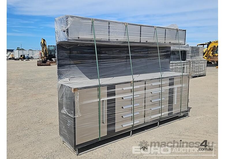 Unused 3.0m Work Bench/Tool Cabinet,10 Drawers 