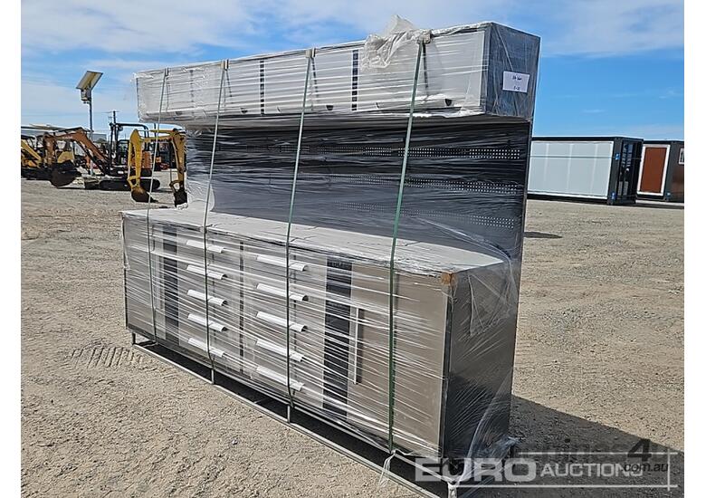 Unused 3.0m Work Bench/Tool Cabinet,10 Drawers 