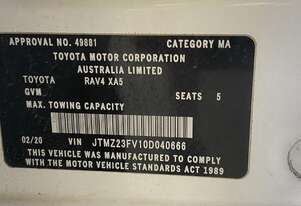 2020 Toyota RAV4 GX Hybrid SUV Electric-Petrol (Auto) (Ex Lease)