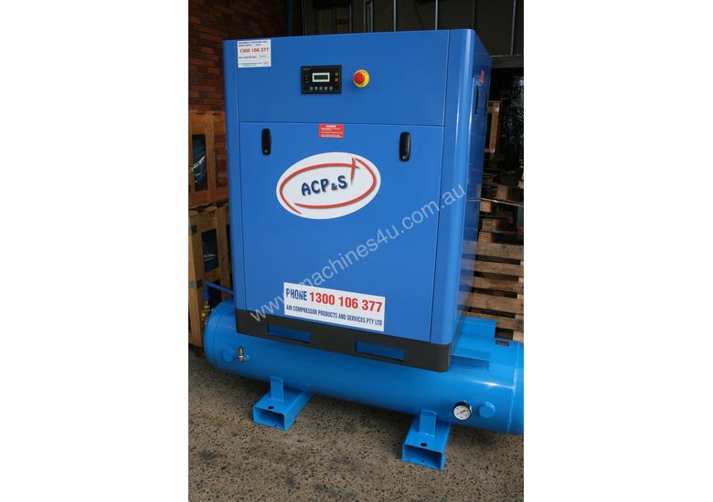 caption German Rotary Screw - 20hp / 15kW Rotary Screw Air Compressor with Air Receiver Tank