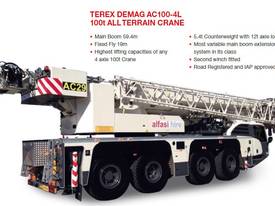 TEREX DEMAG AC100-4L 100t ALL TERRAIN CRANE - Hire - picture0' - Click to enlarge
