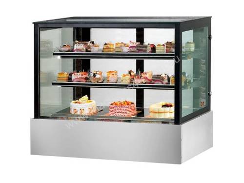 F.E.D. SSU120-2XB Black Trim Square Glass Cake Display 2 Shelves 1200X700X1100
