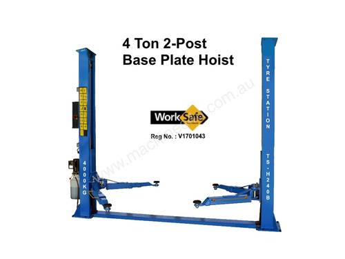 2 Post Hoist TS-H240B, 4 ton, Base Plate, Single Phase