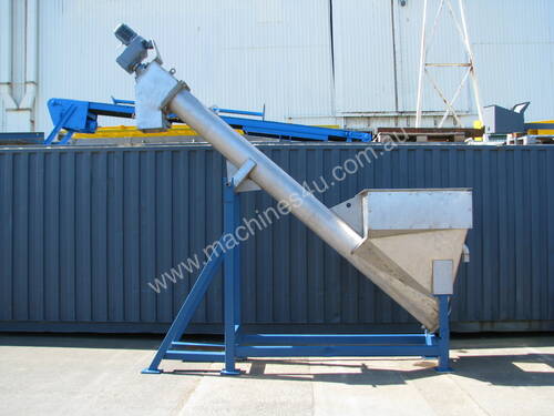 Large Centreless Stainless Steel Hopper Feeder Auger Screw Conveyor - 4m Long