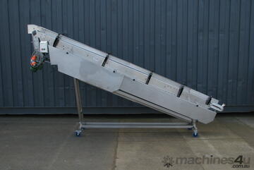 Stainless Steel Narrow Incline Belt Conveyor - 1.8m High