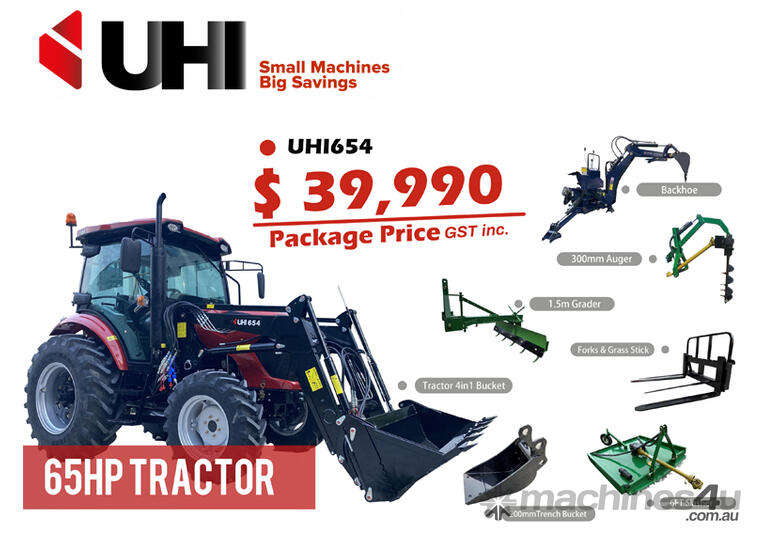 caption 65HP UHI654 Tractor with 7 Attachments
