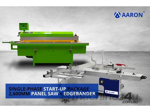 Aaron Single-Phase Edgebander +saw Starter Package: Edgebander AU2800B + Panel Saw MJ-26KB  2,600mm 