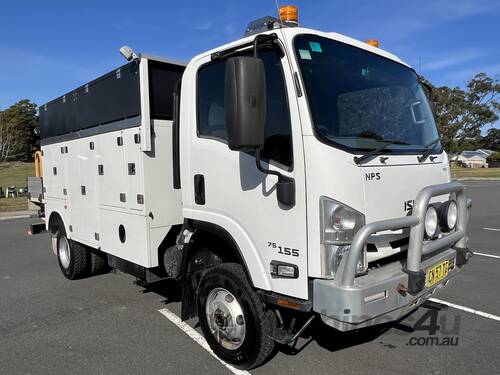  Isuzu NPS 75-155 4x4 Service Body with Palfinger Crane Truck. Ex Govt.